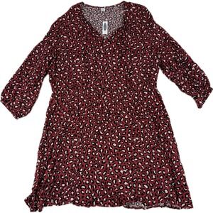 Old Navy Leopard Print Dress‎ Size XXL Elastic Waist Long Sleeve Tie Neck NWT